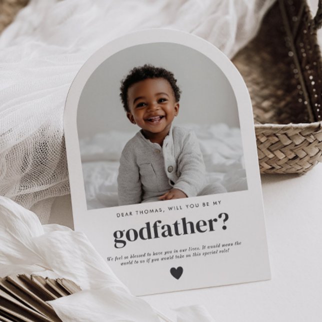 Werden Sie mein Godvater Arch Foto Vorschlag Einladung (Zazzle Will You Be My Godfather Arch Photo Proposal Invitation)