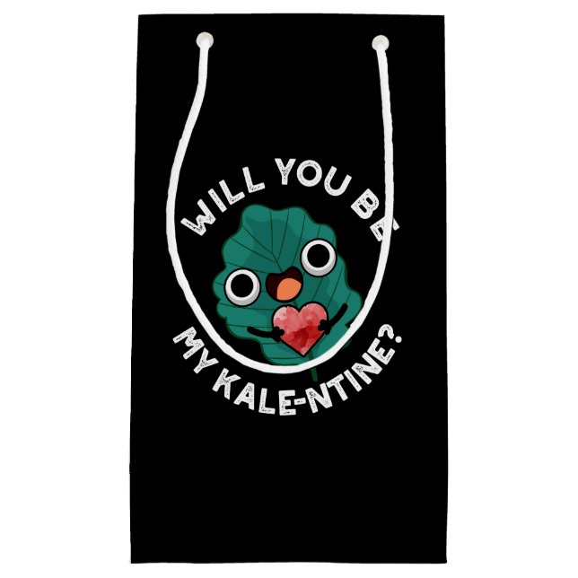 Werden Sie mein Kale-entine Valentine Pun Dark BG  Kleine Geschenktüte (Vorderseite)