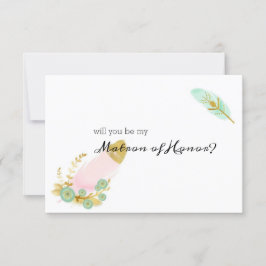 Werden Sie mein Matron zu Ehren Boho Pink und Gold