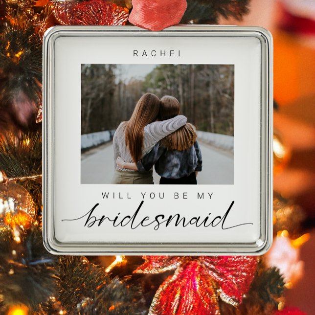 Werden Sie mein Minimalistisches Foto von Bridesma Ornament Aus Metall (Von Creator hochgeladen)