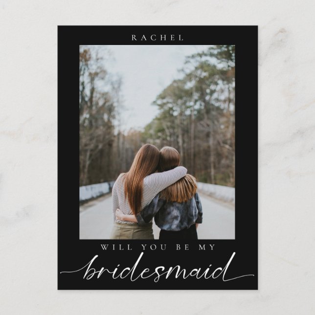 Werden Sie mein Minimalistisches Foto von Bridesma Postkarte (Vorderseite)