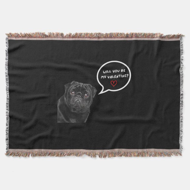 Werden Sie mein Niedlicher, schwarzer Mops-Hund se Decke (Vorderseite)