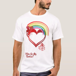 Werden Sie mein Regenbogen Valentine farbiges Herz T-Shirt