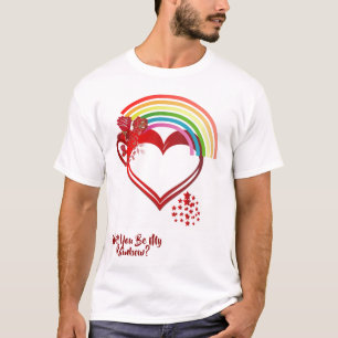 Werden Sie mein Regenbogen Valentine farbiges Herz T-Shirt