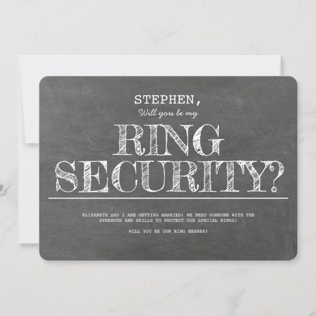 Werden Sie mein "Ring Security Funny"-Vorschlag se Einladung (Vorderseite)