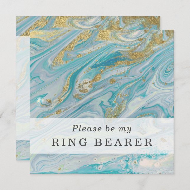 Werden Sie mein Ringträger-Turquoise und Gold-Card Einladung (Vorne/Hinten)