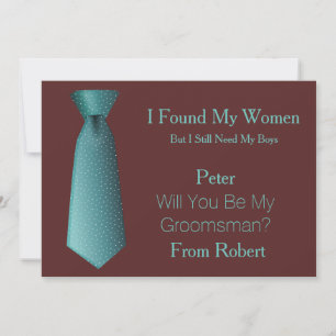 Werden Sie mein Trauzeuge Aquamarin-weiße Krawatte Einladung
