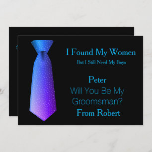 Werden Sie mein Trauzeuge Aquamarin-weiße Krawatte Einladung