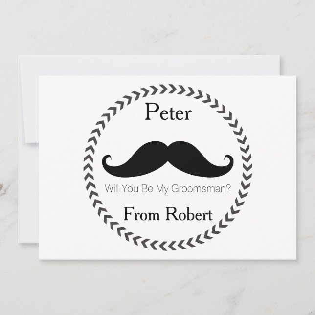 Werden Sie mein Trauzeuge Black Mustache Einladung (Vorderseite)