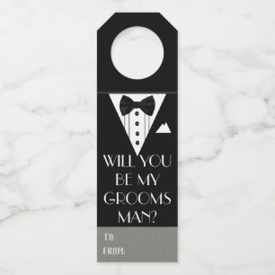 Werden Sie mein Trauzeuge Tuxedo sein? Flaschenanhänger