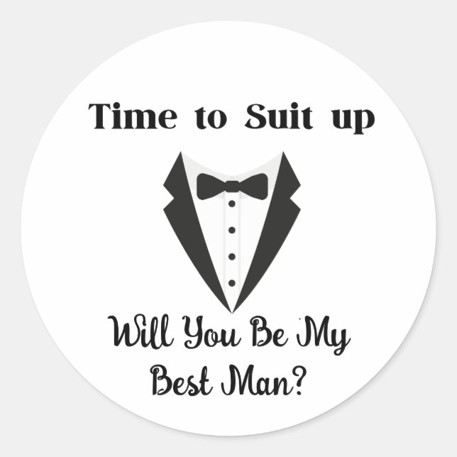 werden Sie mein Trauzeuge, Vorschlag stylish tuxed Runder Aufkleber (Vorderseite)