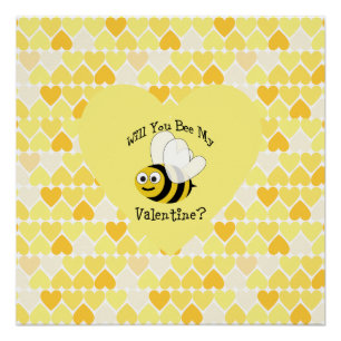 Werden Sie mein Valentin sein? Gelbe Herzen Poster