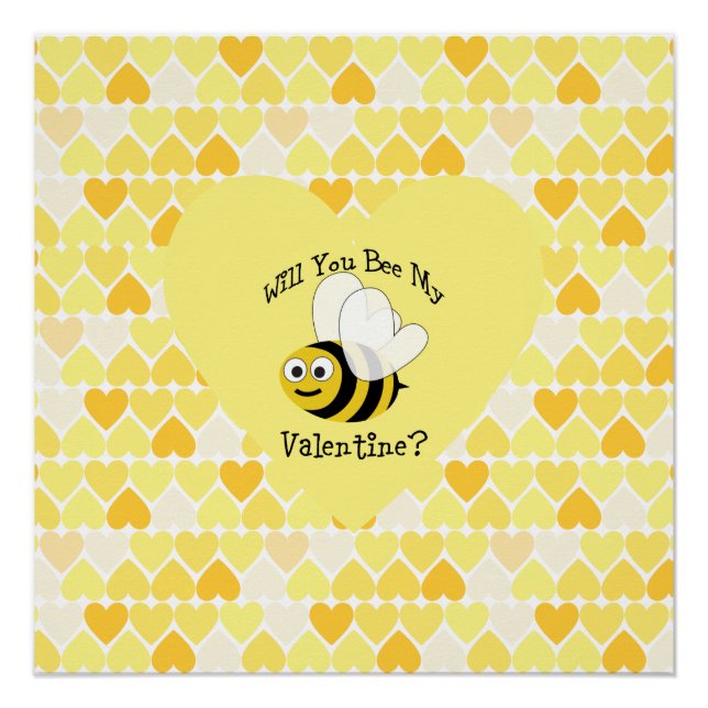 Werden Sie mein Valentin sein? Gelbe Herzen Poster (Vorderseite)