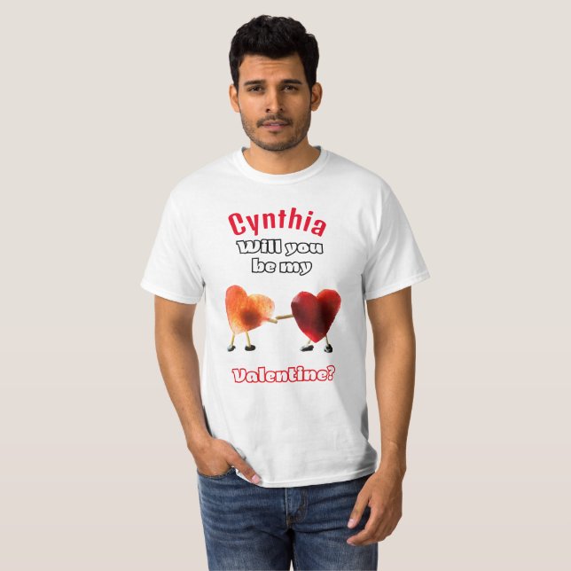 Werden Sie mein Valentin sein? Herren T-Shirt (Vorne ganz)