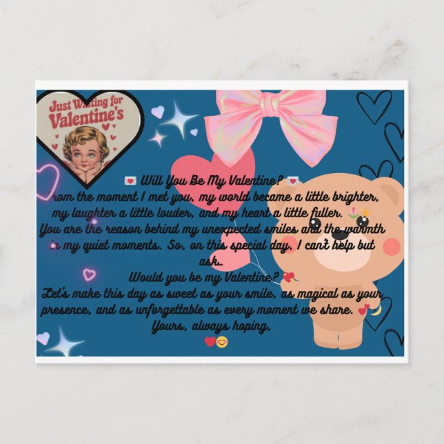 Werden Sie mein Valentin sein? Postkarte (Vorderseite)