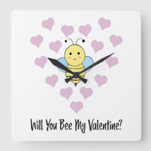 Werden Sie mein Valentin sein? Quadratische Wanduhr