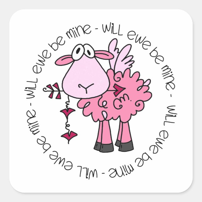 Werden Sie mein Valentine sein? Quadratischer Aufkleber (Vorderseite)