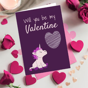 Werden Sie mein Valentine Unicorn Valentinstag sei Feiertagskarte