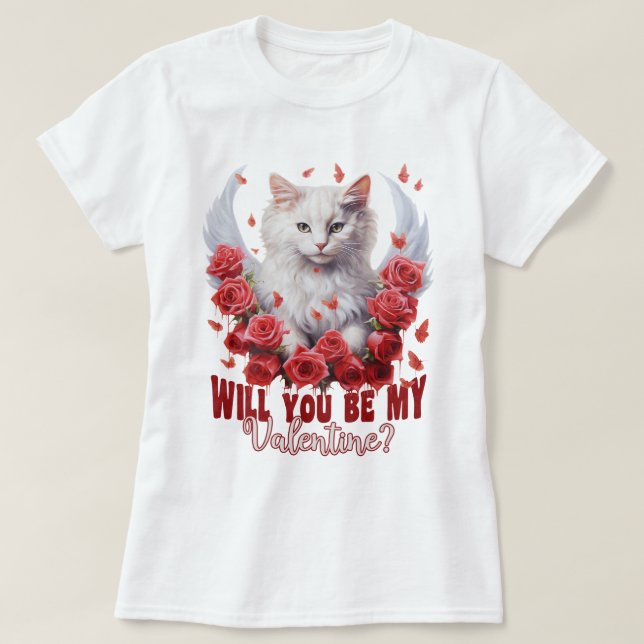 Werden Sie mein Valentinin sein, Cat-T - Shirt? T-Shirt (Design vorne)