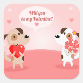 Werden Sie mein Valentinin sein? Quadratischer Aufkleber
