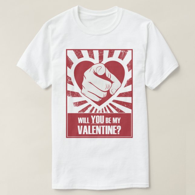 Werden Sie mein Valentinin sein? T-Shirt (Design vorne)