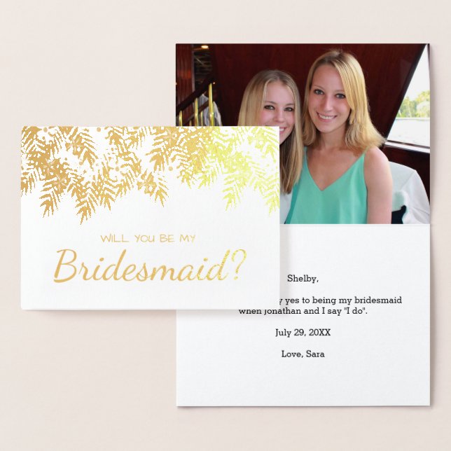 Werden Sie meine Blätter von Bridesmaid Gold Foil  Folienkarte (Anzeige)