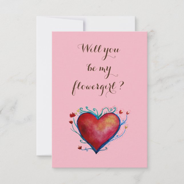 Werden Sie meine blühende Mädchen rosa Einladung P (Vorderseite)