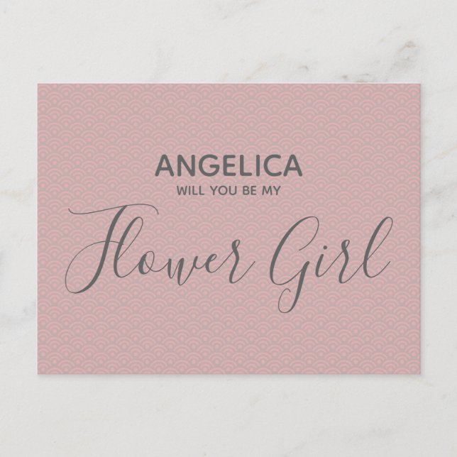 Werden Sie meine Blume Mädchen Hübsch rosa Muster? Einladungspostkarte (Vorderseite)