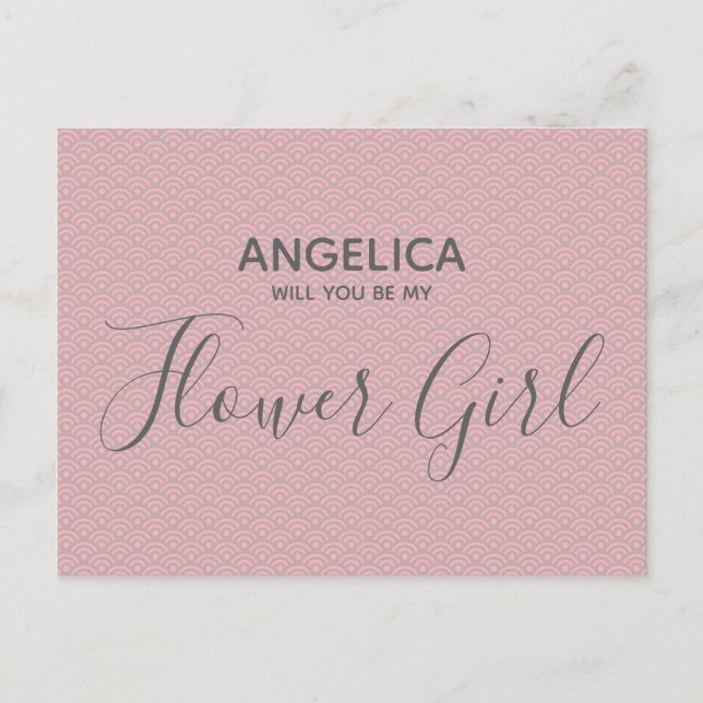 Werden Sie meine Blume Mädchen Hübsch rosa Muster? Einladungspostkarte (Vorderseite)