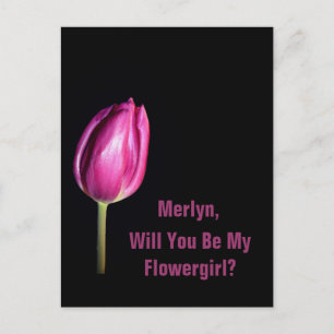 Werden Sie meine Blumenfrau Pink Tulips Hochzeit? Postkarte