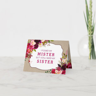 Werden Sie meine Brautjungfrau, Burgund Floral 397 Einladung