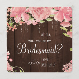 Werden Sie meine Brautjungfrau Chic floral rustika Einladung