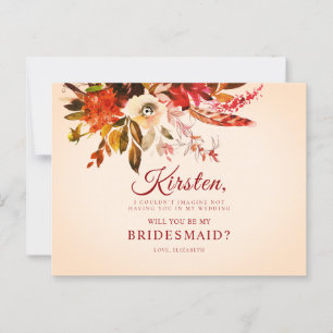 Werden Sie meine Brautjungfrau fallen floralen Elf Postkarte