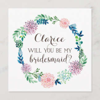 Werden Sie meine Brautjungfrau sein, Blume, Aquare Einladung