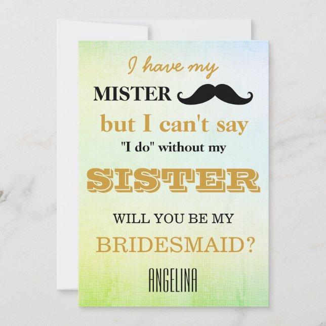 Werden Sie meine Brautjungfrau sein? Einladung (Vorderseite)