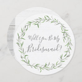 Werden Sie meine Brautmädchen Rustikales Holz & Kr Einladung