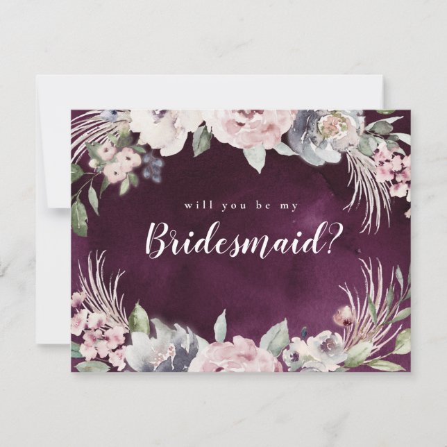 Werden Sie meine Bridesmädchen eleganten boho flor Einladung (Vorderseite)