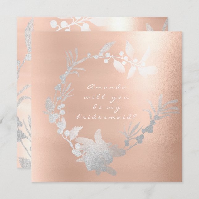 Werden Sie meine Bridesmädchen sein, die Rose des  Einladung (Vorne/Hinten)