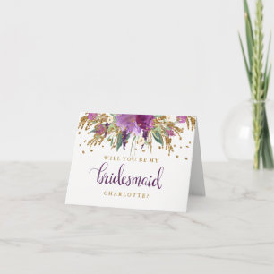 Werden Sie meine Bridesmaid-Amethyst-Karte sein? Einladung