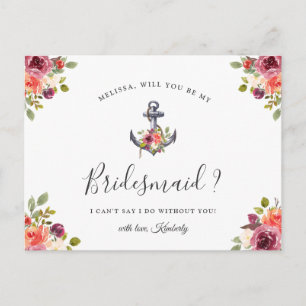 Werden Sie meine Bridesmaid-Ankerin für nautische  Einladungspostkarte