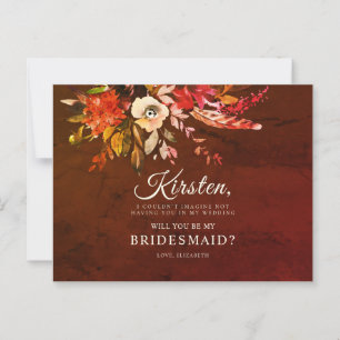 Werden Sie meine Bridesmaid Autumn Floral Bouquet Postkarte