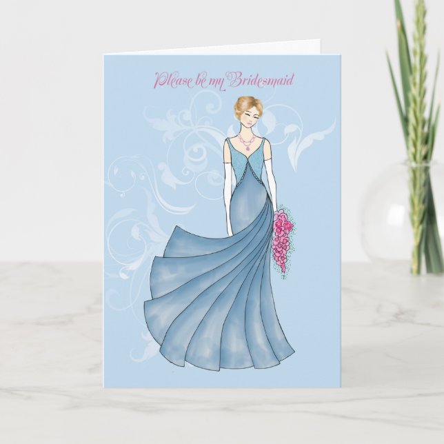 Werden Sie meine Bridesmaid blau sein? Einladung (Vorderseite)