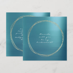 Werden Sie meine Bridesmaid Blue Aqua Luxury Gold Einladung