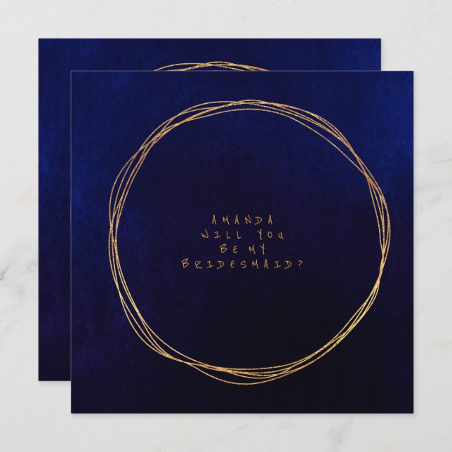 Werden Sie meine Bridesmaid Blue Navy Velvet sein? Einladung (Vorne/Hinten)