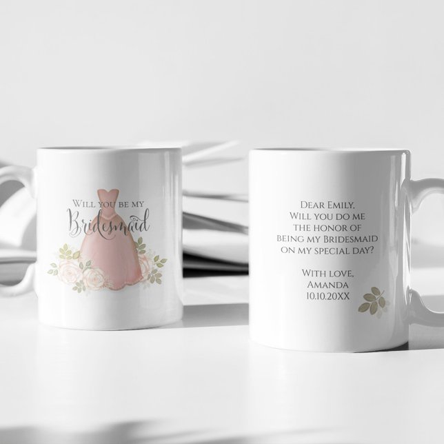 Werden Sie meine Bridesmaid Blush Wasserfarbe sein Kaffeetasse (Von Creator hochgeladen)