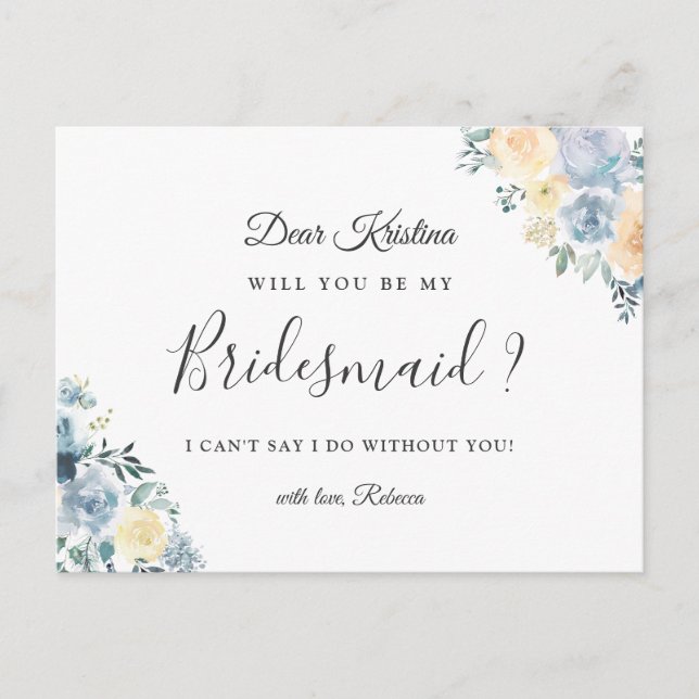 Werden Sie meine Bridesmaid Bohemischen Vanilla Bl Einladungspostkarte (Vorderseite)