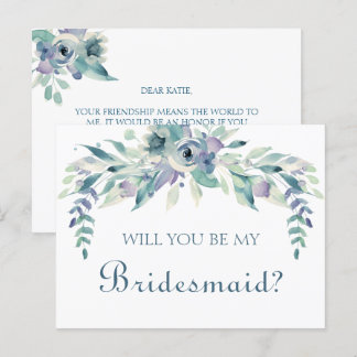 Werden Sie meine Bridesmaid Boho Wasserfarbenflora Einladungspostkarte