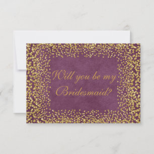 Werden Sie meine Bridesmaid Bordeux Gold Confetti  Einladung