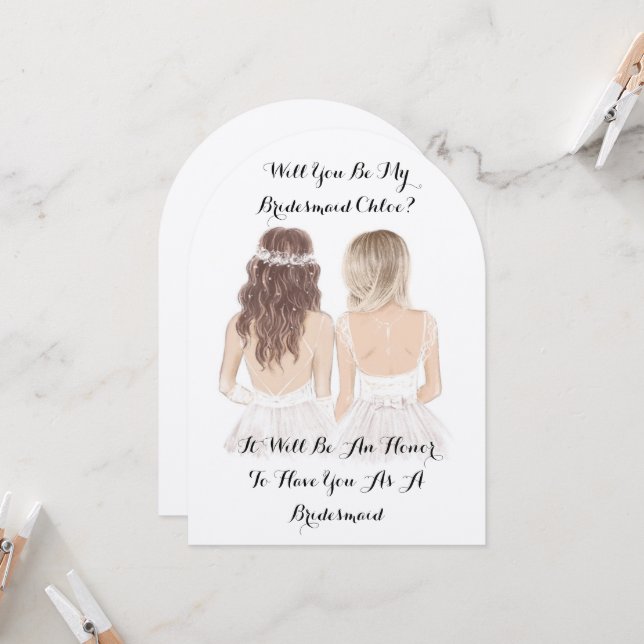 WERDEN SIE MEINE BRIDESMAID CARD SEIN? EINLADUNG (Vorderseite/Rückseite Beispiel)
