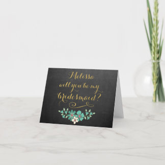 Werden Sie meine Bridesmaid-Chalkboard-Blumenkarte Einladung